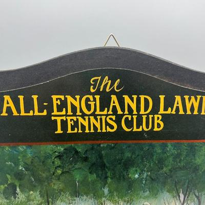 Retro Hanging Wall Sign The All England Lawn Tennis Club Wimbledon Advertisement Sign