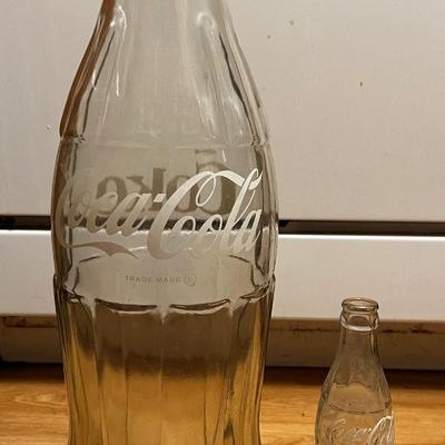 20â€ Coca Cola Advertising Vintage Bottle Clear with White Label with Cap
