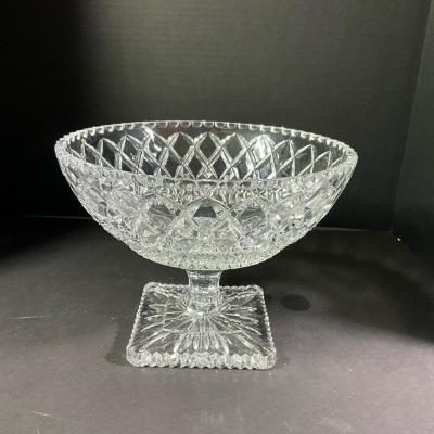 1111 Antique Square Base Bohemian Crystal Pedestal Bowl