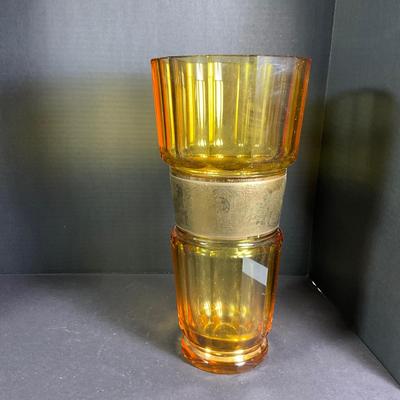 1112 Antique Large Art Deco Amber MOSER Vase