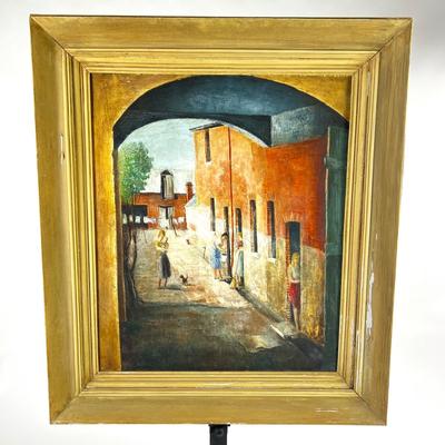 1134 Large Vintage Original Oil Painting Signed â€œThe Arch Wayâ€ 1948