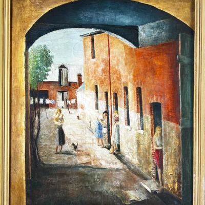 1134 Large Vintage Original Oil Painting Signed â€œThe Arch Wayâ€ 1948