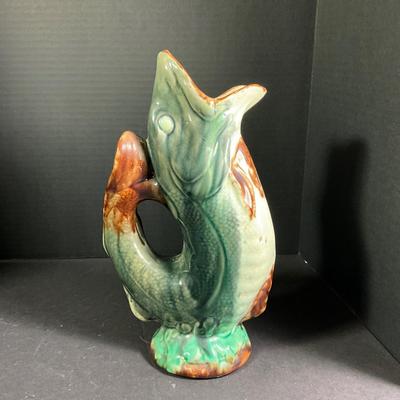 1116 Vintage Majolica Gurgling Fish Pitcher