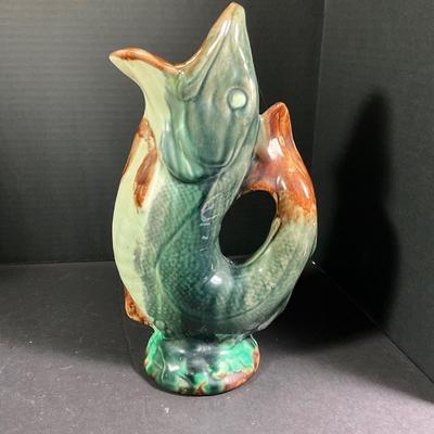 1116 Vintage Majolica Gurgling Fish Pitcher