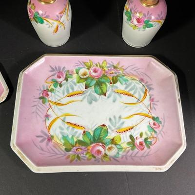 1117 Vintage Hand painted Porcelain Dresser Tray