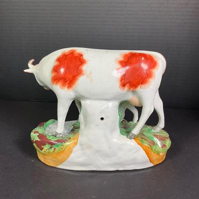 1120 Antique Staffordshire Cow Figure