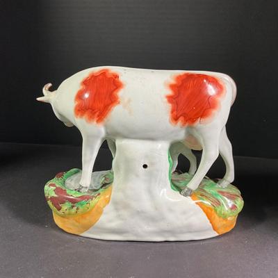 1120 Antique Staffordshire Cow Figure