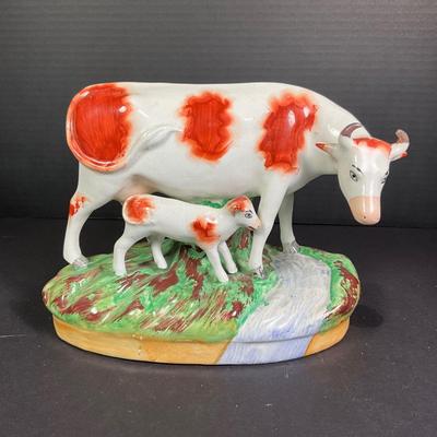 1120 Antique Staffordshire Cow Figure