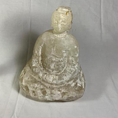 1123 Marble Bird Bath with Birds and Quartz Buddha Statue