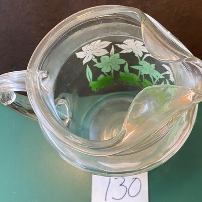 Vintage Green and White Pitcher