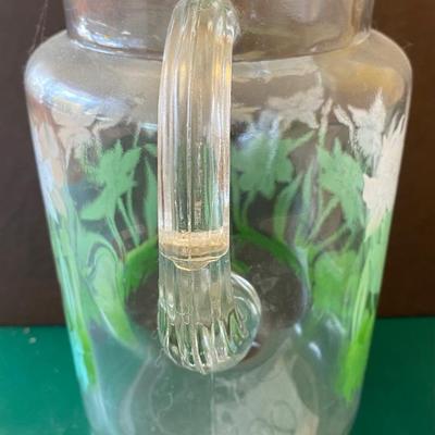 Vintage Green and White Pitcher