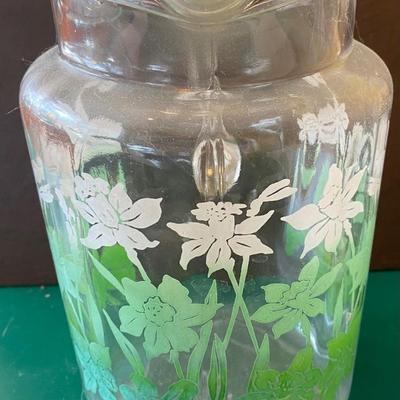Vintage Green and White Pitcher