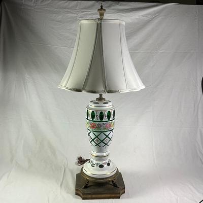1135 Antique Bohemian Cut Glass Lamp