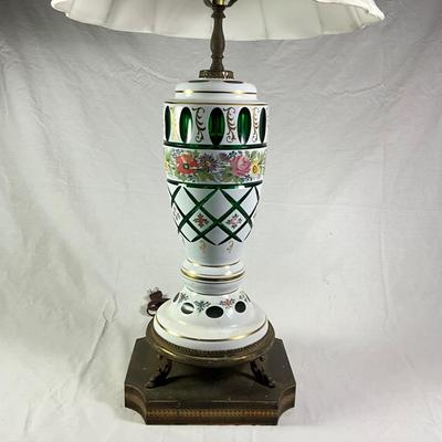 1135 Antique Bohemian Cut Glass Lamp