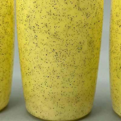 Lot of Vintage Gothamware Plastic Yellow Black Speckle Plastic Drinking Cups