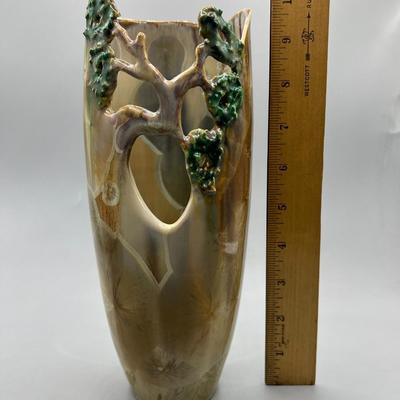 ShaJa Cevs Handmade Porcelain Art Vessel Sculptural Cliffs Edge Tree Crystalline Glaze Vase