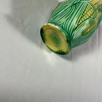 1147 Antique Majolica Corn Pitcher 5.25"