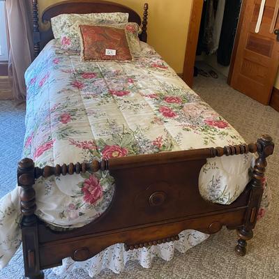 Antique Single Bed W/Mattress and Box Springs