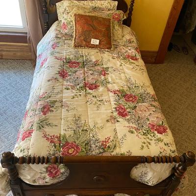 Antique Single Bed W/Mattress and Box Springs