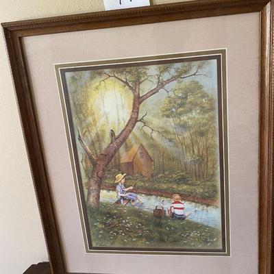 Vintage Framed Picture â€œFishinâ€