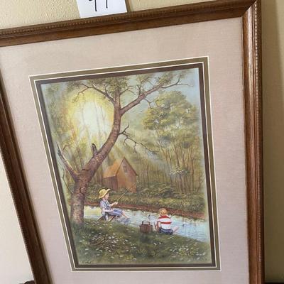 Vintage Framed Picture â€œFishinâ€