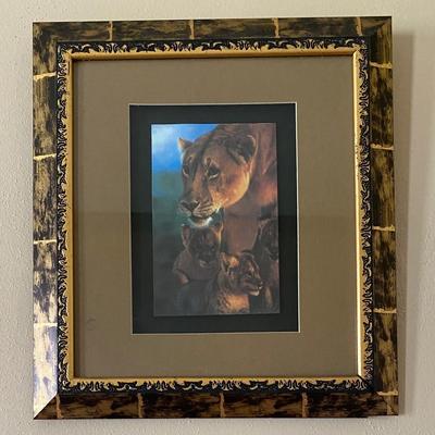 Lioness and Cubs Framed Picture