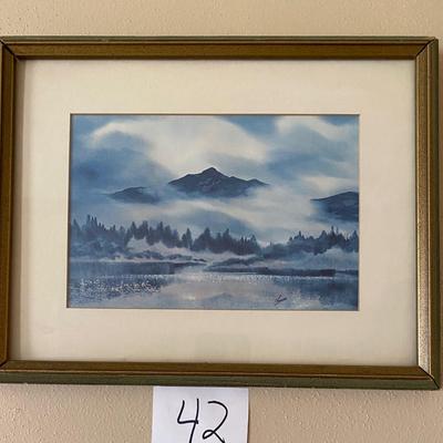 Framed Mountain scene by Thomson
