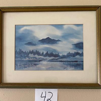 Framed Mountain scene by Thomson