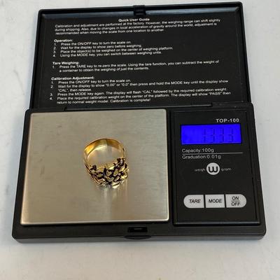 14k Yellow Gold Nugget Style Men's Ring