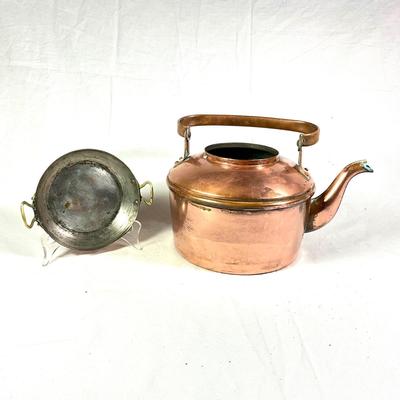 1151 Antique Copper Teapot (no lid) with French Pan