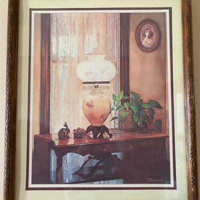Framed Vintage Table Lamp Print