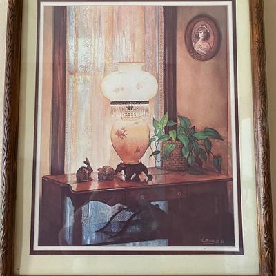 Framed Vintage Table Lamp Print