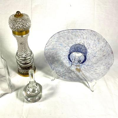 1171 Glass ware by Richard Girard, Romania Bowl, French Crystal Pepper Mill