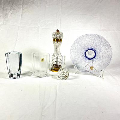 1171 Glass ware by Richard Girard, Romania Bowl, French Crystal Pepper Mill
