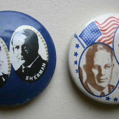 2 1960's Jugate Pinback Buttons given away by KLEENEX