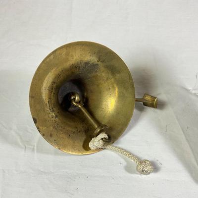 1174 Vintage Brass Nautical Bell with Brass Wall Match Holder