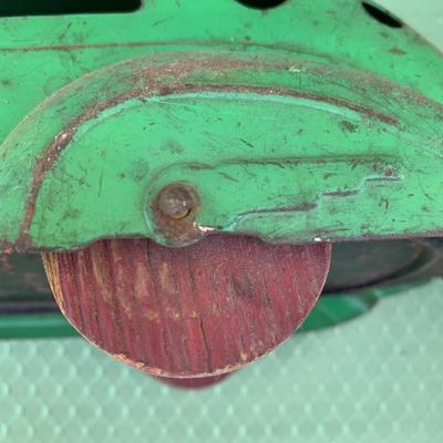LOT 92R: Metal/Tin  Unmarked Car & Camper w/Wooden Wheels