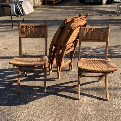 LOT 159R: MCM Yugoslavian  Woven Side Chairs: Set of 4 Folding Chairs
