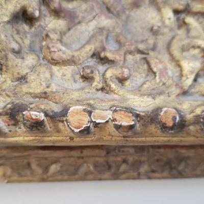 Antique 26" square Mirror Ornate wood frame