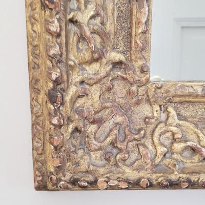 Antique 26" square Mirror Ornate wood frame