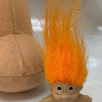 Troll lot - one plush doll and 2 small rubber troll