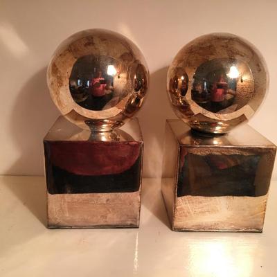 Vintage Appleton silver sphere bookends, VERY HEAVY