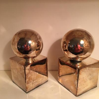 Vintage Appleton silver sphere bookends, VERY HEAVY