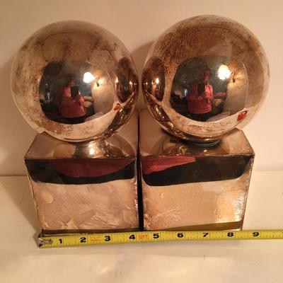 Vintage Appleton silver sphere bookends, VERY HEAVY