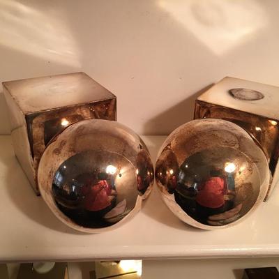 Vintage Appleton silver sphere bookends, VERY HEAVY