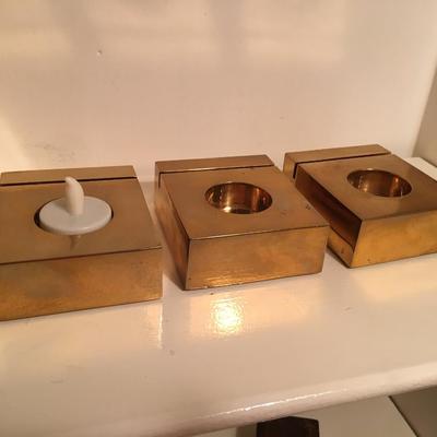 Trio of votive holders with mirrors Calvin Klein, very heavy