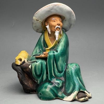Vintage Chinese Shiwan Mudman Elderly Wiseman Figurine Statuette