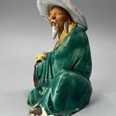Vintage Chinese Shiwan Mudman Elderly Wiseman Figurine Statuette