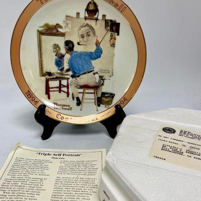 Norman Rockwell, self portrait, collector plate limited edition 1894-1994