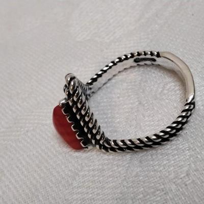 Red Turquoise Handmade One of A Kind 925 Ring Size 8.5